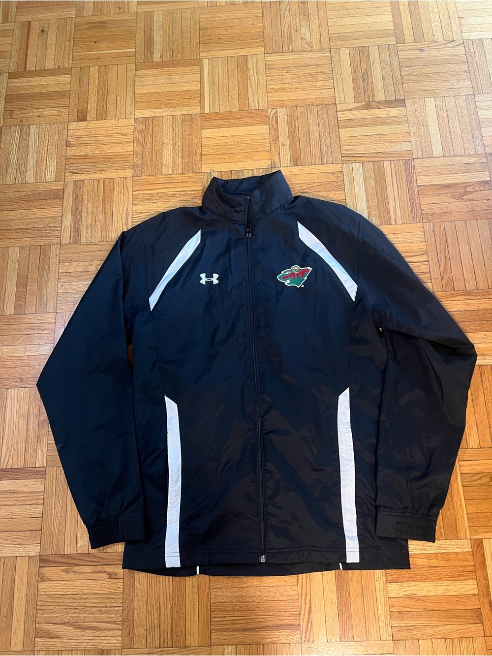 Under Armour MN Wild Black Full-Zip Team Windbreaker with White Trim size small